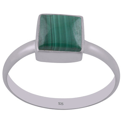 Gorgeous Handcrafted Malachite Square Shape 925 Sterling Solid Silver Ring - R3400299-12