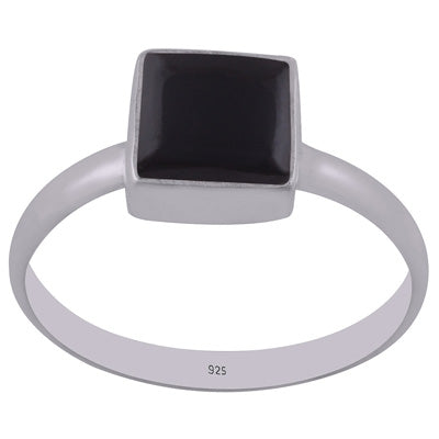 Gorgeous Handcrafted Black Onyx Square Shape 925 Sterling Solid Silver Ring - R3400299-13