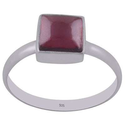 Gorgeous Handcrafted Garnet Square Shape 925 Sterling Solid Silver Ring - R3400299-2
