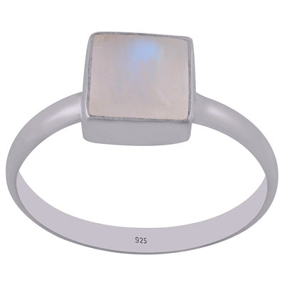 Gorgeous Handcrafted Rainbow Moonstone Square Shape 925 Sterling Solid Silver Ring - R3400299-4