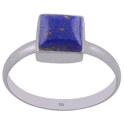 Gorgeous Handcrafted Lapis Square Shape 925 Sterling Solid Silver Ring - R3400299-6