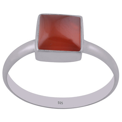 Gorgeous Handcrafted Carnelian Square Shape 925 Sterling Solid Silver Ring - R3400299-7