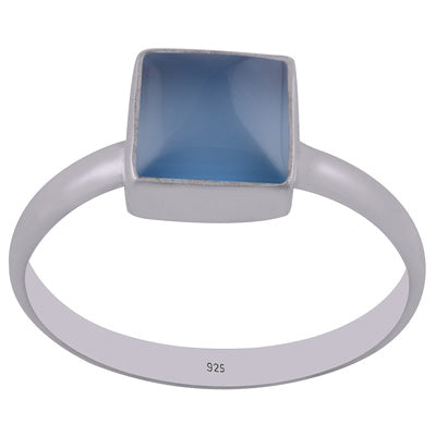 Gorgeous Handcrafted Blue Chalcedony Square Shape 925 Sterling Solid Silver Ring - R3400299-9