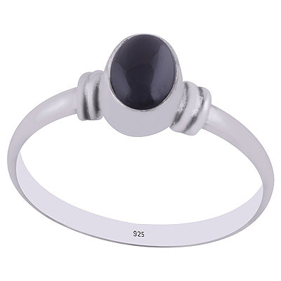 Stunning Plain Textured Black Onyx Oval Shape 925 Sterling Solid Silver Ring - R3400307-11
