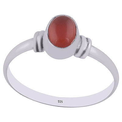Stunning Plain Textured Carnelian Oval Shape 925 Sterling Solid Silver Ring - R3400307-6