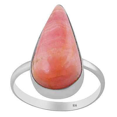 Gorgeous Huge Gemstone Rhodochrosite Pear Shape 925 Sterling Solid Silver Ring - R3400308-33
