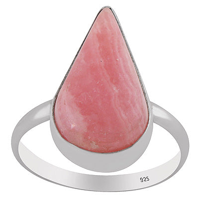 Gorgeous Huge Gemstone Rhodochrosite Pear Shape 925 Sterling Solid Silver Ring - R3400308-34