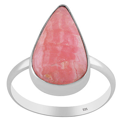 Gorgeous Huge Gemstone Rhodochrosite Pear Shape 925 Sterling Solid Silver Ring - R3400308-35