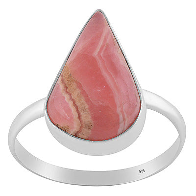 Gorgeous Huge Gemstone Rhodochrosite Pear Shape 925 Sterling Solid Silver Ring - R3400308-37