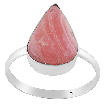 Gorgeous Huge Gemstone Rhodochrosite Pear Shape 925 Sterling Solid Silver Ring - R3400308-43