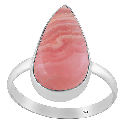 Gorgeous Huge Gemstone Rhodochrosite Pear Shape 925 Sterling Solid Silver Ring - R3400308-46