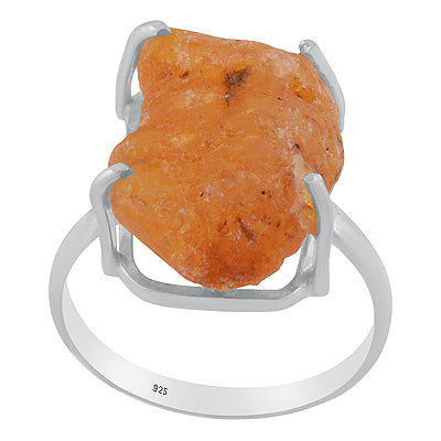 Stunning Rough Stone Citrine Irregular Shape 925 Sterling Solid Silver Ring - R3400311-74