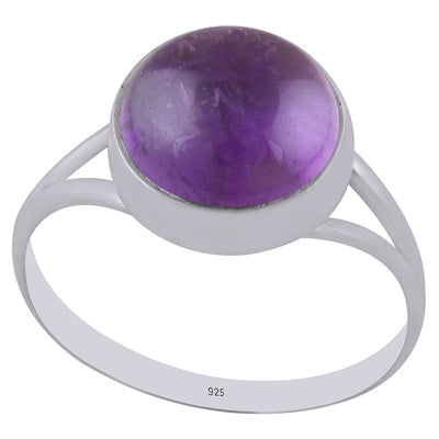 Gorgeous Split Shank Around Amethyst Round Shape 925 Sterling Solid Silver Ring - R3400312-1