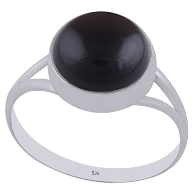 Gorgeous Split Shank Around Black Onyx Round Shape 925 Sterling Solid Silver Ring - R3400312-12