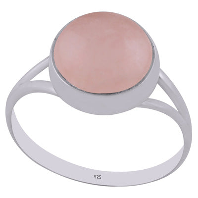Gorgeous Split Shank Around Rose Quartz Round Shape 925 Sterling Solid Silver Ring - R3400312-15