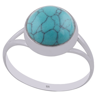 Gorgeous Split Shank Around Turquoise Round Shape 925 Sterling Solid Silver Ring - R3400312-3