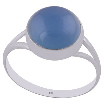 Gorgeous Split Shank Around Blue Chalcedony Round Shape 925 Sterling Solid Silver Ring - R3400312-9