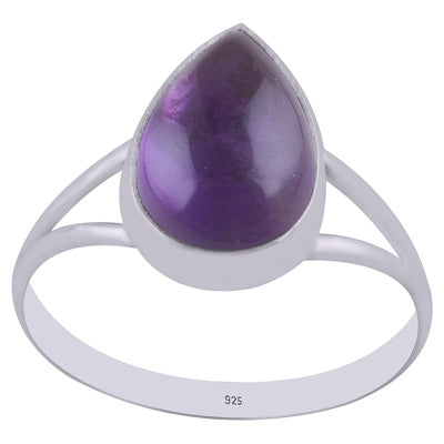 Beautiful Split Shank Around Amethyst Pear Shape 925 Sterling Solid Silver Ring - R3400313-1