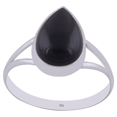 Beautiful Split Shank Around Black Onyx Pear Shape 925 Sterling Solid Silver Ring - R3400313-11
