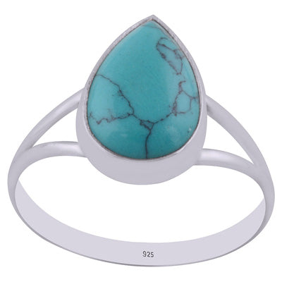 Beautiful Split Shank Around Turquoise Pear Shape 925 Sterling Solid Silver Ring - R3400313-3
