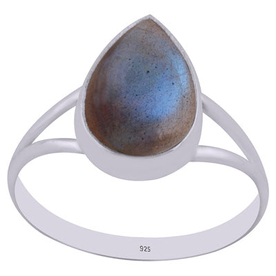 Beautiful Split Shank Around Labradorite Pear Shape 925 Sterling Solid Silver Ring - R3400313-5