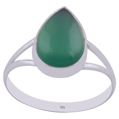 Beautiful Split Shank Around Green Onyx Pear Shape 925 Sterling Solid Silver Ring - R3400313-7
