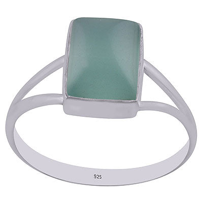 Stunning Split Shank Around Aqua Chalcedony Rectangle Shape 925 Sterling Solid Silver Ring - R3400314-10