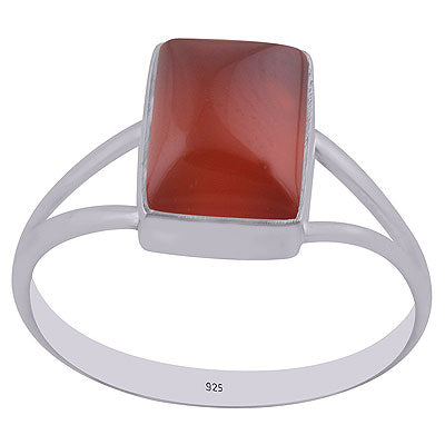Stunning Split Shank Around Carnelian Rectangle Shape 925 Sterling Solid Silver Ring - R3400314-7