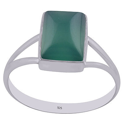 Stunning Split Shank Around Green Onyx Rectangle Shape 925 Sterling Solid Silver Ring - R3400314-8