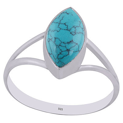 Alluring Split Shank Around Turquoise Marquise Shape 925 Sterling Solid Silver Ring - R3400315-3