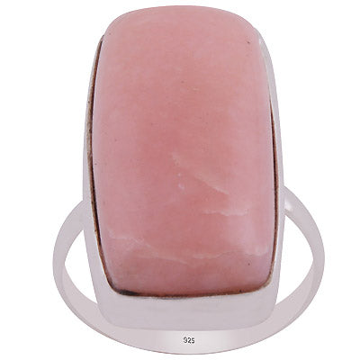 Gorgeous Plain Pink Opal Rectangle Shape 925 Sterling Solid Silver Ring - R3400331-20