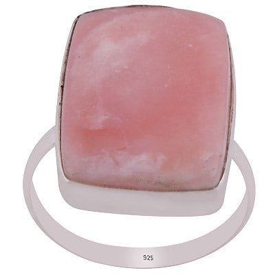 Gorgeous Plain Pink Opal Rectangle Shape 925 Sterling Solid Silver Ring - R3400331-22