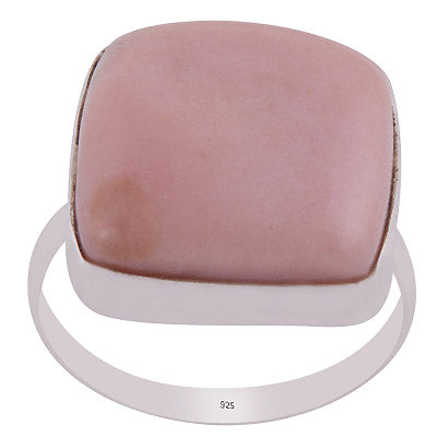 Gorgeous Plain Pink Opal Square Shape 925 Sterling Solid Silver Ring - R3400331-23
