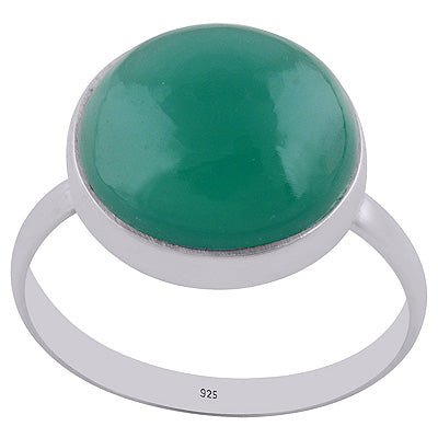 Stunning Gemstone Green Onyx Round Shape 925 Sterling Solid Silver Ring - R3400338-6