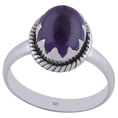 Unique Setting Amethyst Natural Gemstone Oval Shape 925 Sterling Solid Silver Ring - R3400341-1