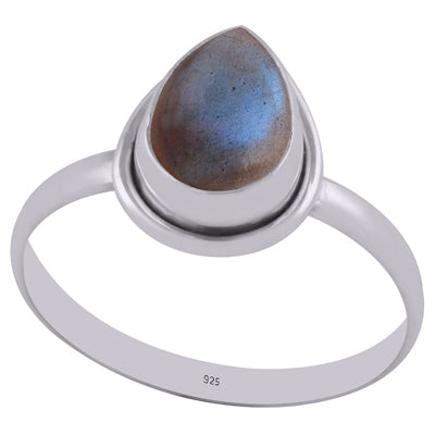 Gorgeous Beautiful Gemstone Labradorite Pear Shape 925 Sterling Solid Silver Ring - R3400342-5