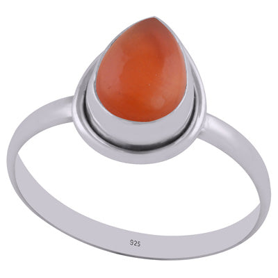 Gorgeous Beautiful Gemstone Carnelian Pear Shape 925 Sterling Solid Silver Ring - R3400342-7