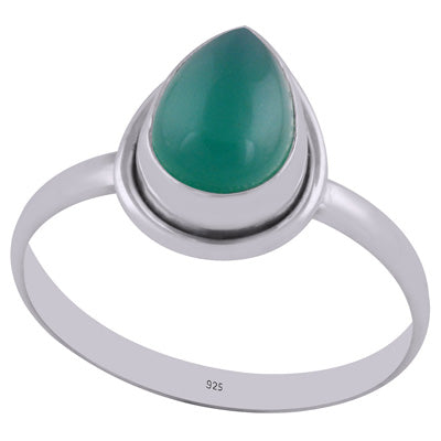 Gorgeous Beautiful Gemstone Green Onyx Pear Shape 925 Sterling Solid Silver Ring - R3400342-8