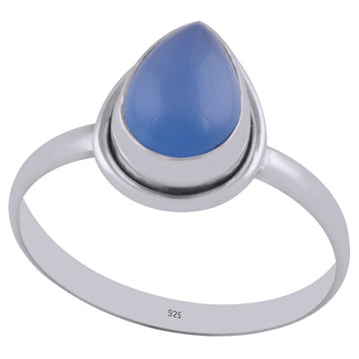 Gorgeous Beautiful Gemstone Blue Chalcedony Pear Shape 925 Sterling Solid Silver Ring - R3400342-9