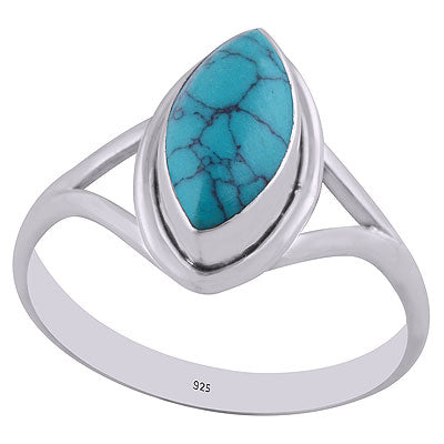 Beautiful Split Shank Turquoise Marquise Shape 925 Sterling Solid Silver Ring - R3400343-3