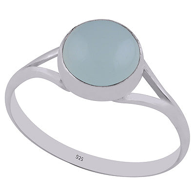 Beautiful Split Shank Around Aqua Chalcedony Round Shape 925 Sterling Solid Silver Ring - R3400344-10