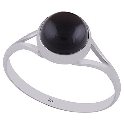 Beautiful Split Shank Around Black Onyx Round Shape 925 Sterling Solid Silver Ring - R3400344-13