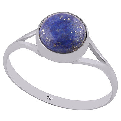 Beautiful Split Shank Around Lapis Round Shape 925 Sterling Solid Silver Ring - R3400344-6