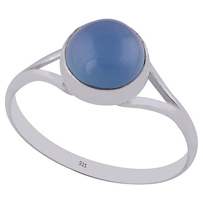 Beautiful Split Shank Around Blue Chalcedony Round Shape 925 Sterling Solid Silver Ring - R3400344-9