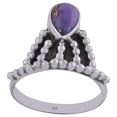 Purple Copper Turquoise 925 Sterling Silver Ring - R3400346-2