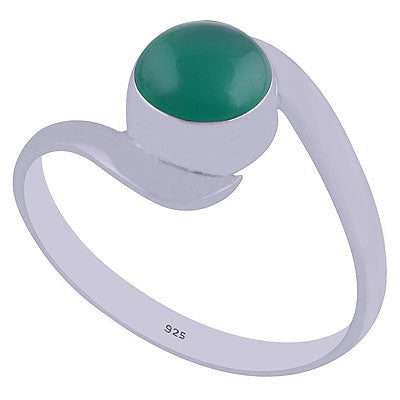 Gorgeous Shank Around Green Onyx Round Shape 925 Sterling Solid Silver Rings - R3400358-27