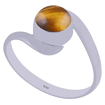Gorgeous Shank Around Tiger's Eye Round Shape 925 Sterling Solid Silver Rings - R3400358-31