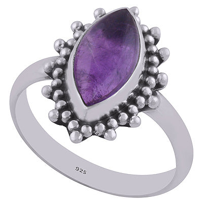Gorgeous Rawa Work Around Amethyst Marquise Shape 925 Sterling Solid Silver Ring - R3400369-1
