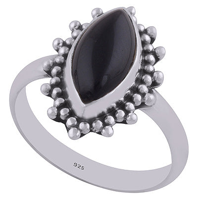 Gorgeous Rawa Work Around Black Onyx Marquise Shape 925 Sterling Solid Silver Ring - R3400369-26