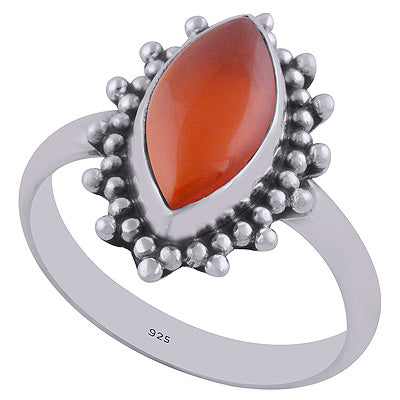 Gorgeous Rawa Work Around Carnelian Marquise Shape 925 Sterling Solid Silver Ring - R3400369-27